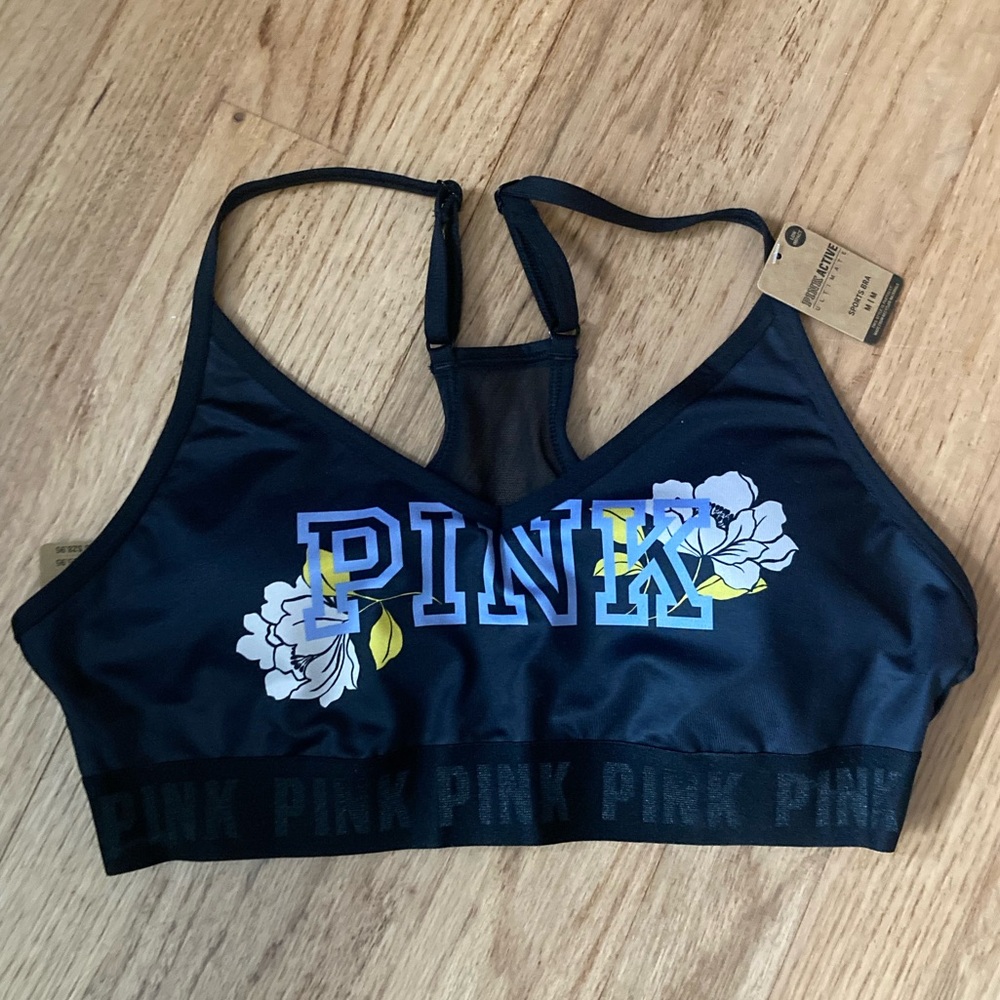 PINK Active Victoria's Secret Sports Bra with Floral Accents